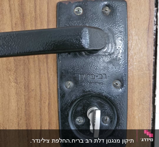 ידית ודלת עם מנעול ברזל שחור